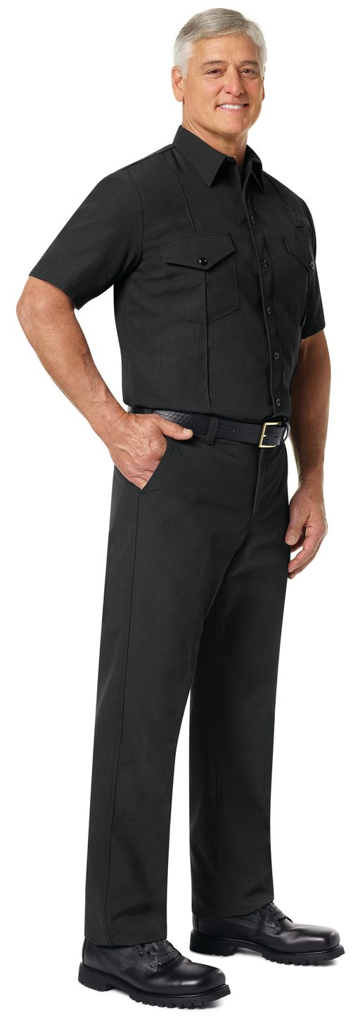 Workrite FR Firefighter Shirt FSF2 Classic Short Sleeve Black Example Right