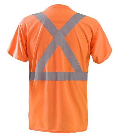 Occunomix LUX-SSTP2BX Short Sleeve Wicking Birdseye X-Back T-Shirt w/Pocket Orange Back