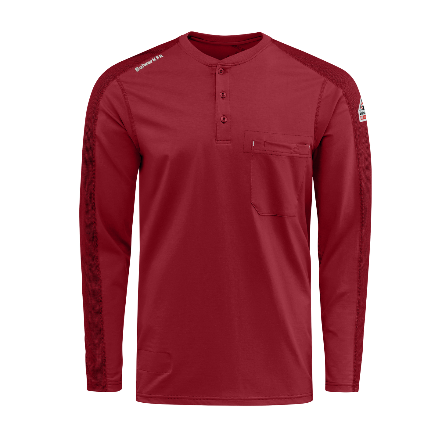 Bulwark-fr-stl2-mens-flex-knit-henley-red-front