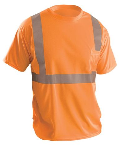 Occunomix LUX-SSETP2B Hi-Viz Short Sleeve Wicking Birdseye T-Shirt Orange Front