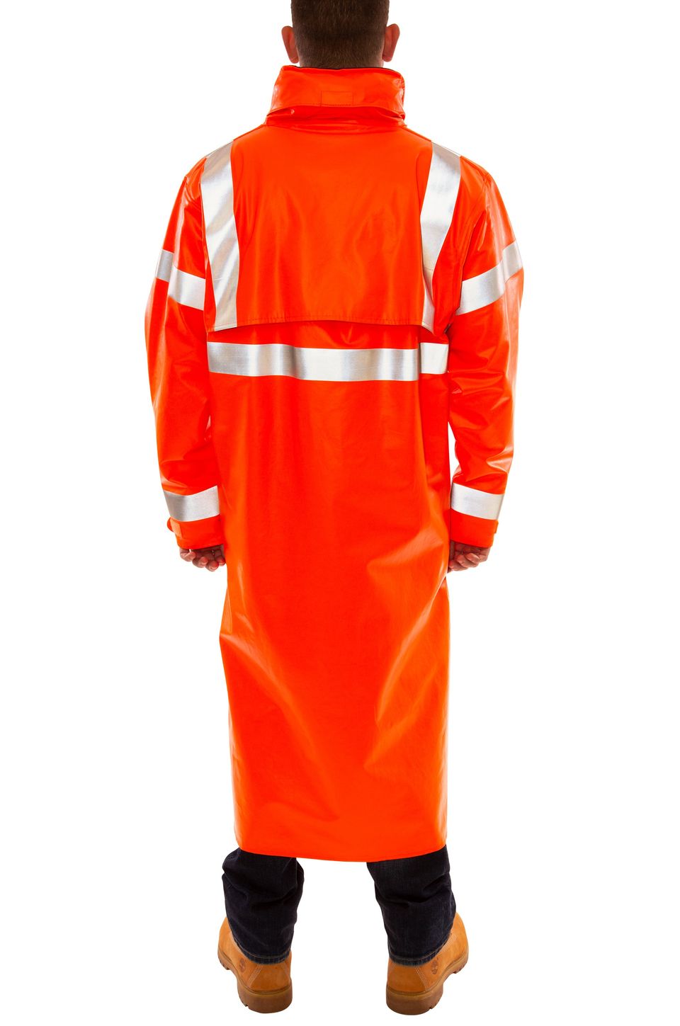 Tingley C44129 Eclipse™ Arc Flash and Fire Resistant Rain Coat - PVC on Nomex®, Chemical Resistant, Class 3 Hi Vis Fluorescent Orange-Red Back