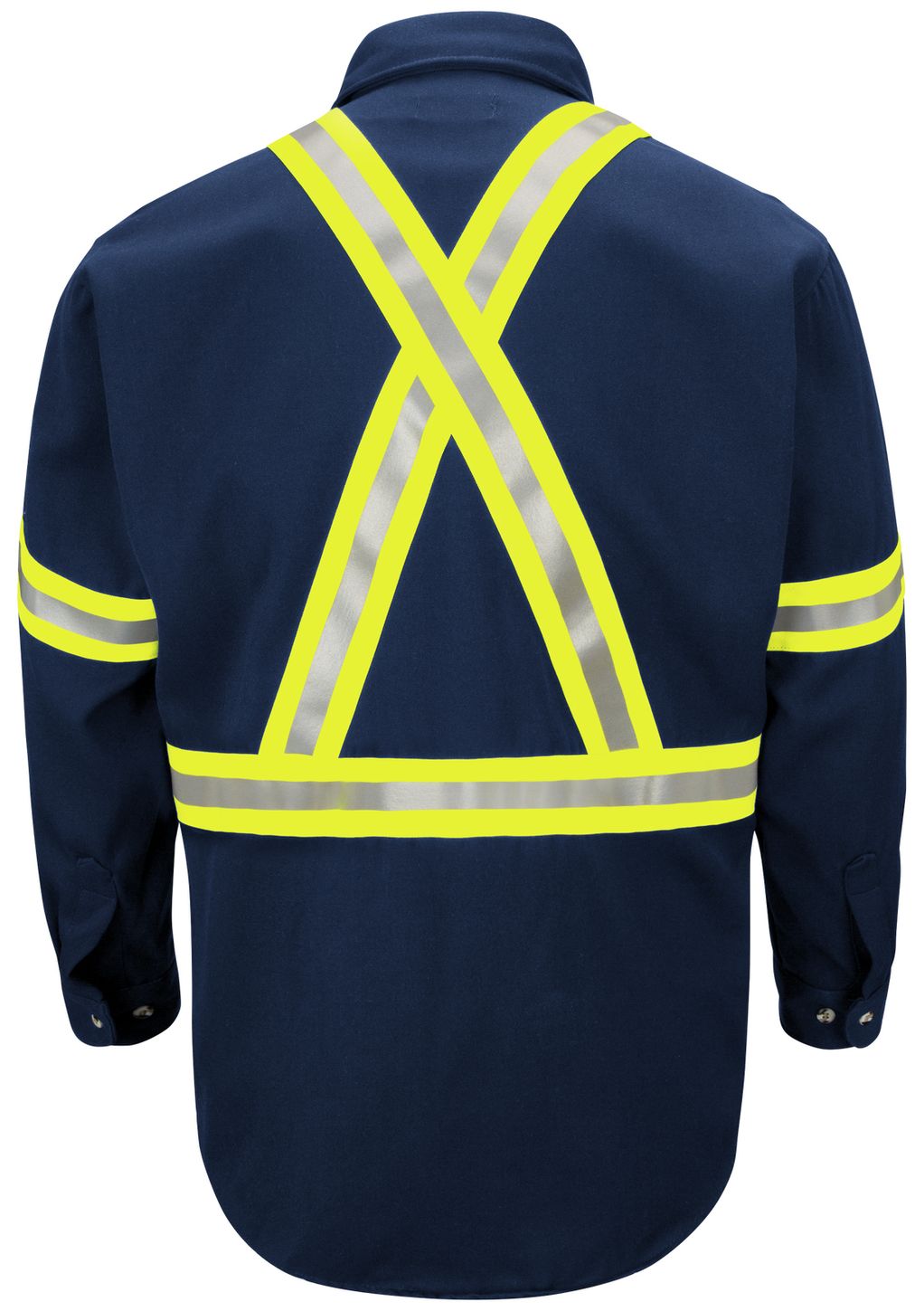 bulwark-fr-shirt-sluc-midweight-enhanced-visibility-uniform-reflective-trim-navy-back.jpg