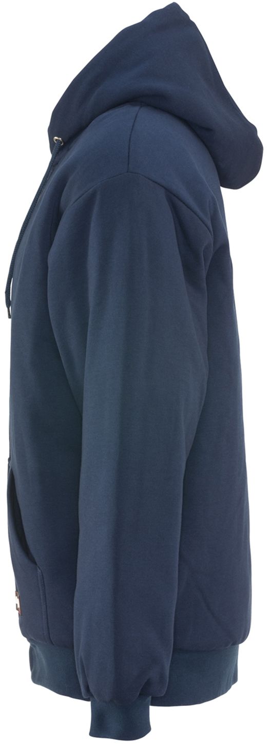 RefrigiWear 0488 Quilted Insulated Zipper Work Sweatshirt With Hood 3 Layer Navy Left