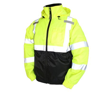 Tingley Bomber II Hi Vis Insulated Work Jacket J26112 - Yellow, with Attached Hood