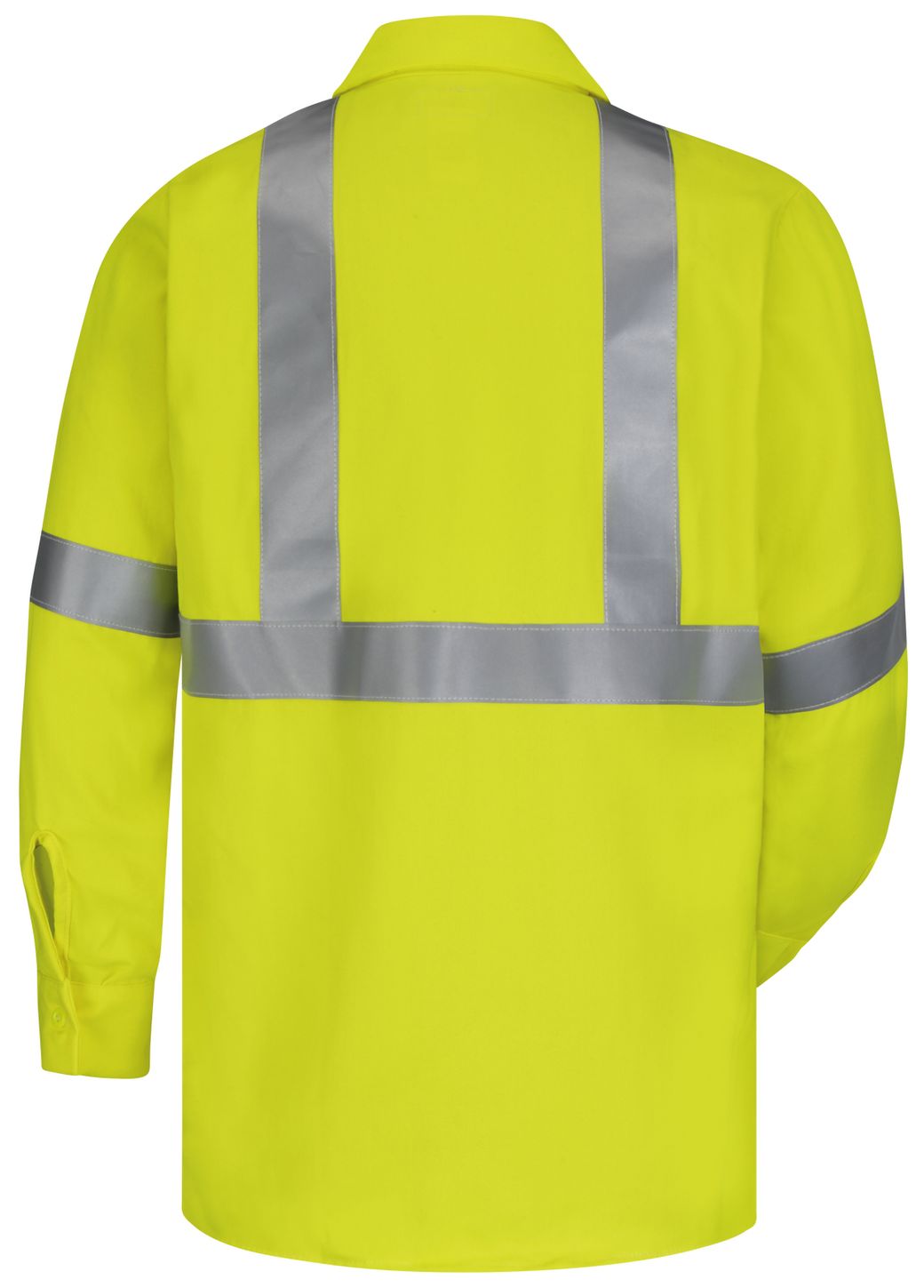 bulwark-fr-hi-visibility-shirt-smw4-midweight-work-yellow-green-back.jpg
