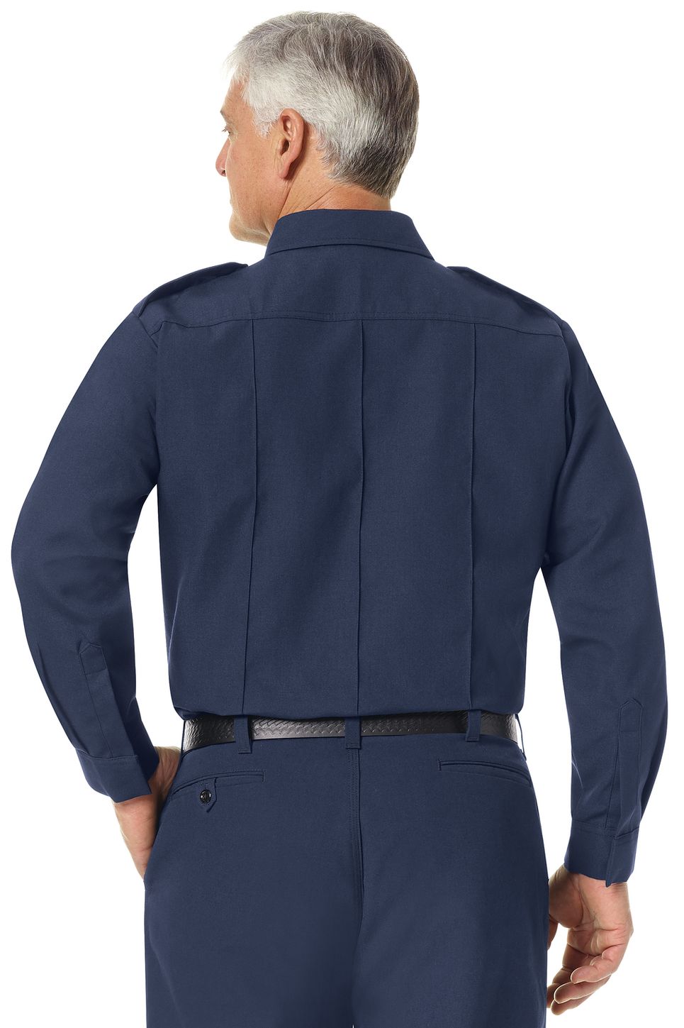 Workrite FR Fire Chief Shirt FSC4 Classic Long Sleeve Navy Example Back
