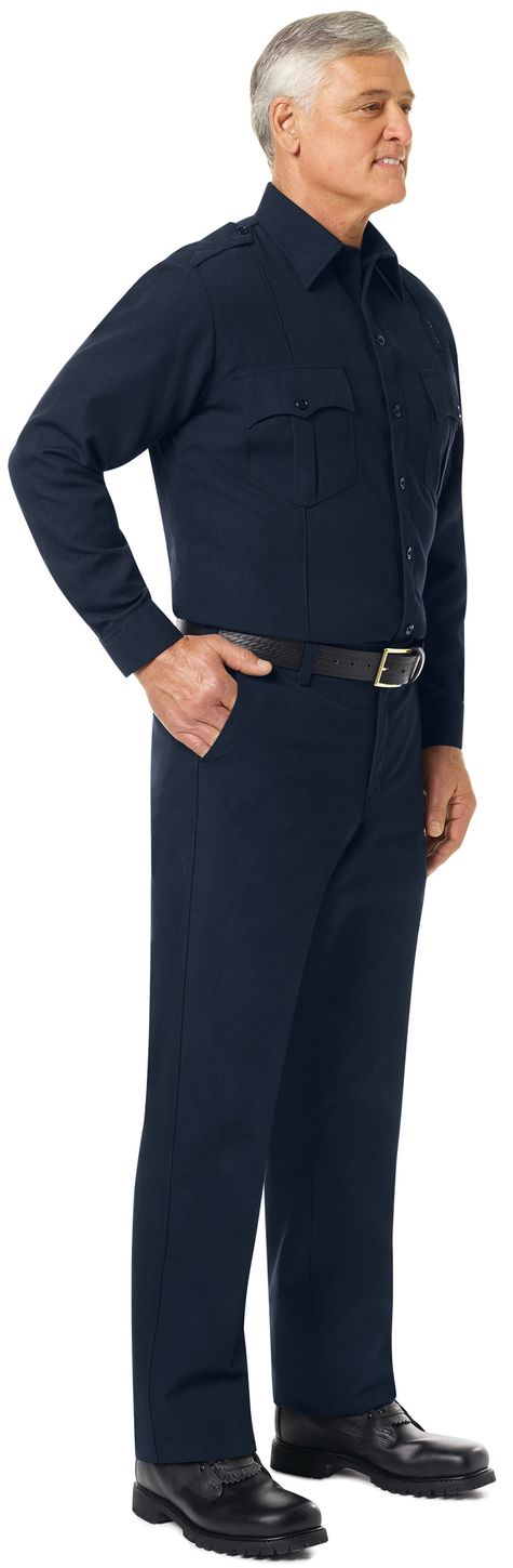 Workrite FR Fire Officer Shirt FSE0 Classic Long Sleeve Midnight Navy Example Right