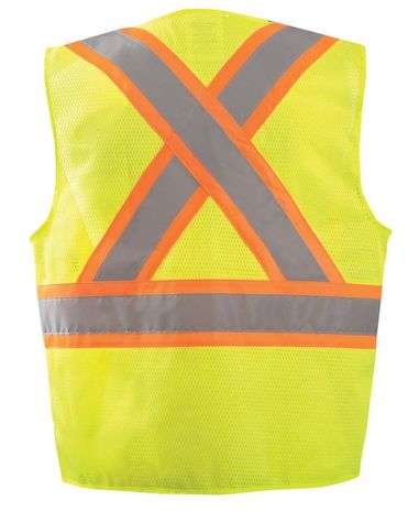 Occunomix ECO-ATRNSMX HiViz Two-Tone Surveyor X-Back Mesh Vest Back Yellow
