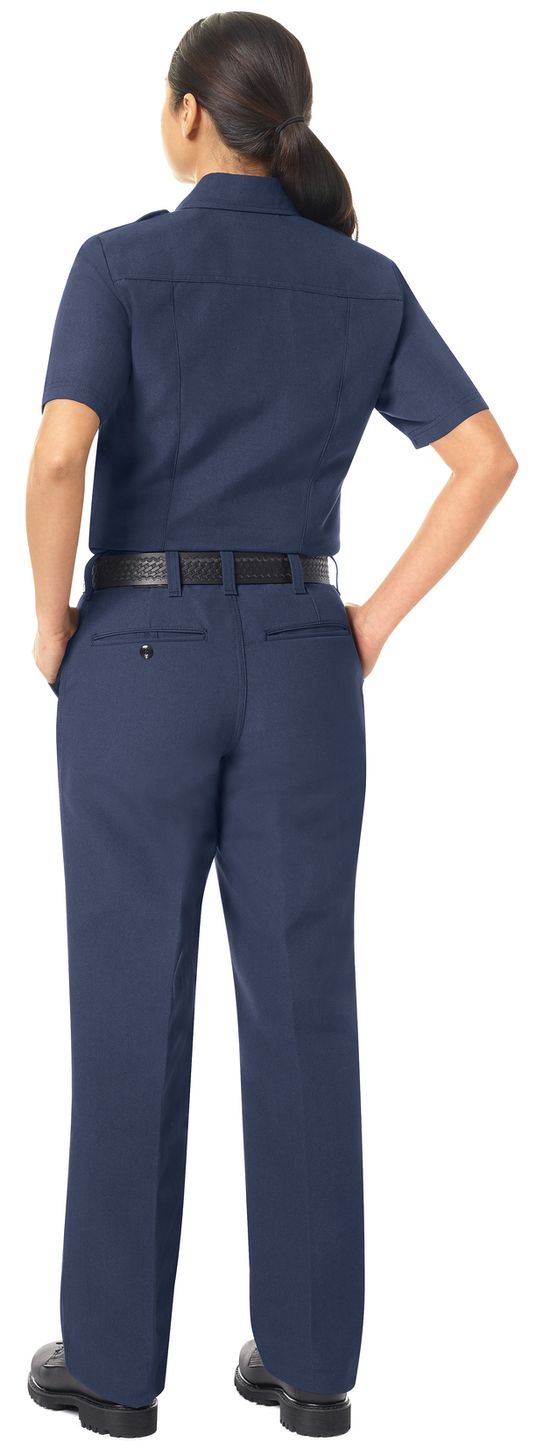 Workrite FR Women's Fire Chief Shirt FSC3, Classic Short Sleeve Navy Example Back