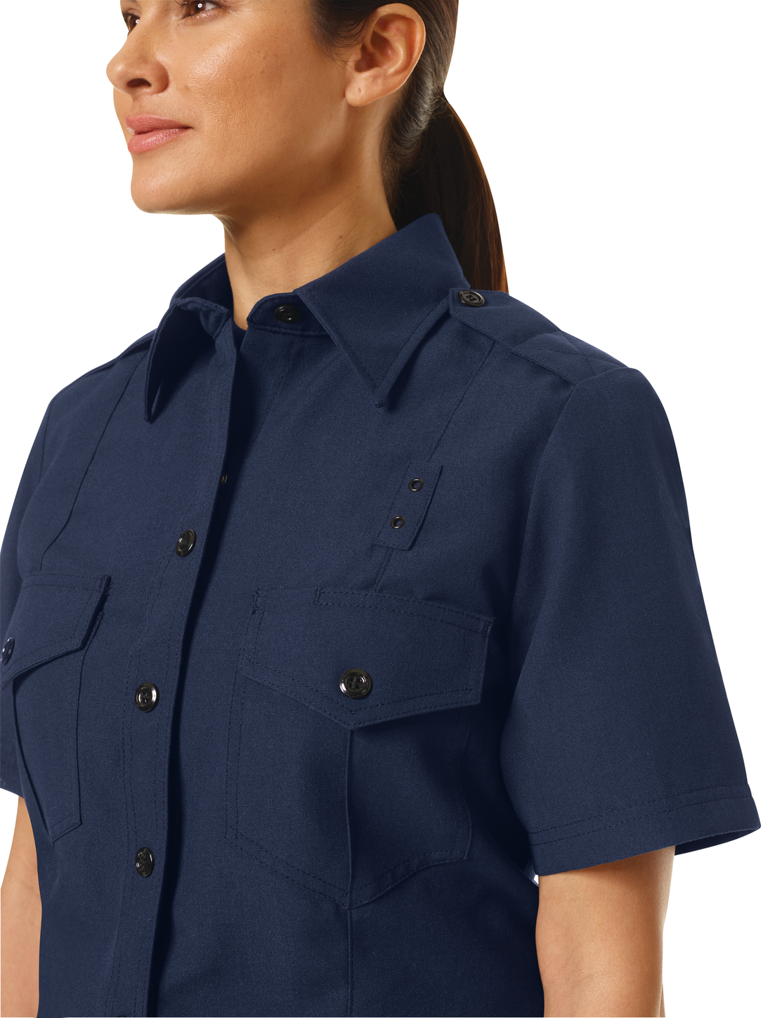 Workrite FR Women's Fire Chief Shirt FSC3, Classic Short Sleeve Navy Example