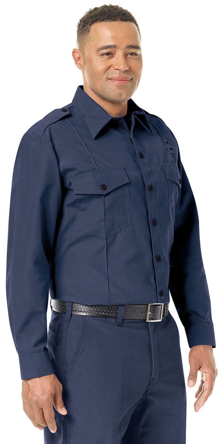 Workrite FR Chief Shirt FSC0 Classic Long Sleeve Navy Blue Example Right
