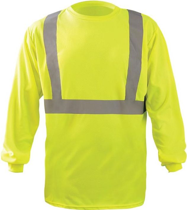 Occunomix LUX-LST2BX Long Sleeve Wicking Birdseye X-Back T-Shirt Yellow Front