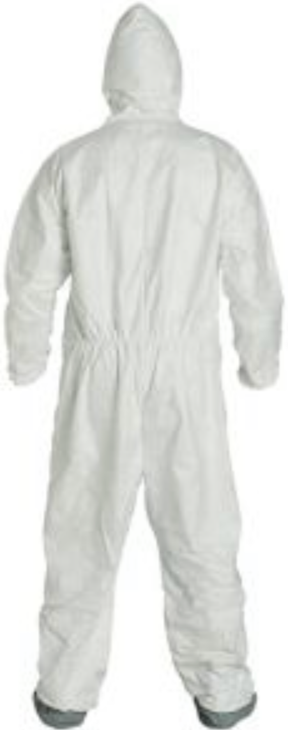 DuPont™ Tyvek® Disposable Suit with Elastic Wrists Hood  Anti-Skid Boots  TY122SWH — Coverall Size: M — Legion Safety Products