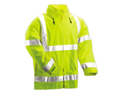 Tingley Vision Hi Vis Waterproof Rain Jacket J23122 - Yellow, with Attached Hood