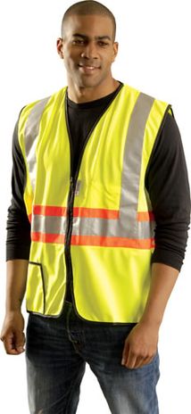 Occunomix Premium Solid Two-Tone Expandable Hi-Viz Vest LUX-SSG2TZ Example Front