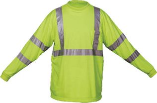 OK-1 Hi Vis Shirts TO3-04, TL3-04 - Class 3 Solid Polyester, Long Sleeve Fluorescent Lime