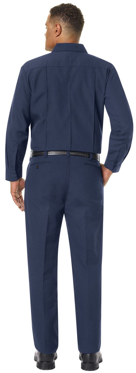 Workrite FR Firefighter Shirt FSF0 Classic Long Sleeve Navy Blue Example Back