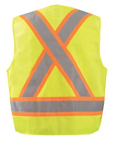 Occunomix ECO-IMB2TX Break-Away Two-Tone X-Back Mesh Vest Back Yellow