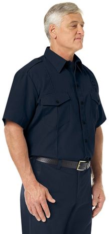 Workrite FR Fire Chief Shirt FSC2 Classic Short Sleeve Midnight Navy Example Right