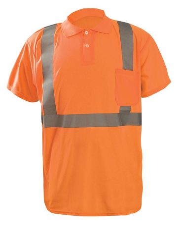 Occunomix LUX-SSPP2B Short Sleeve Wicking Birdseye Polo Shirt w/Pocket Front Orange