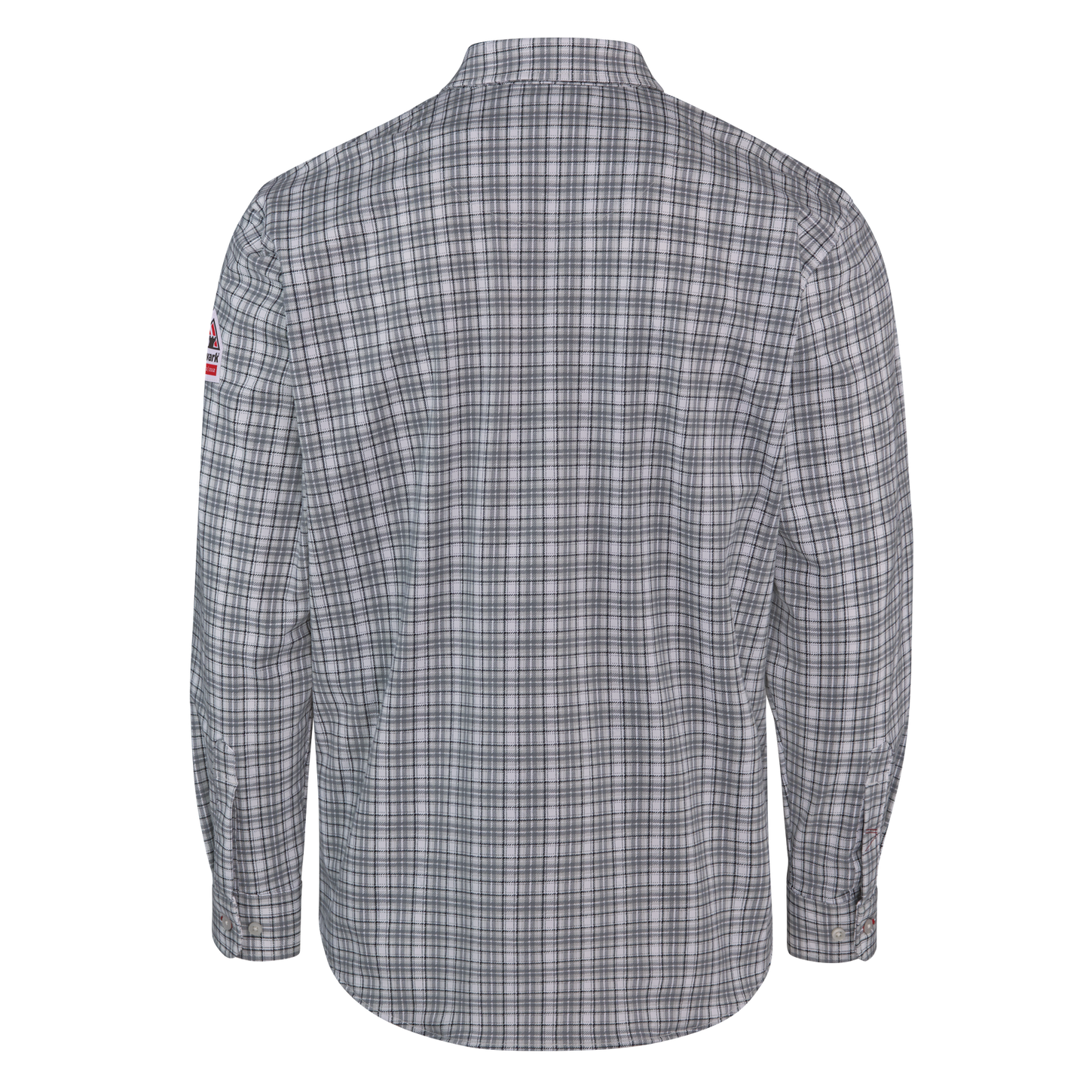 BulwarkFR-STG2-KNIT-BUTTON-DOWN-SHIRT-CHARCOAL-PLAID-BACK