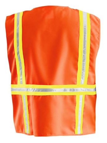 Occunomix LUX-XTRANS Hi-Viz Solid Two-Tone Surveyor Vest Orange Back