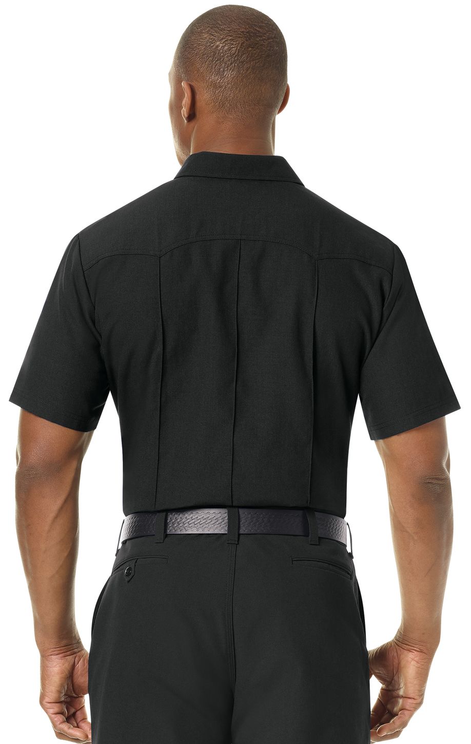 Workrite FR Firefighter Shirt FSF6, Classic Short Sleeve, Western Black Example Back