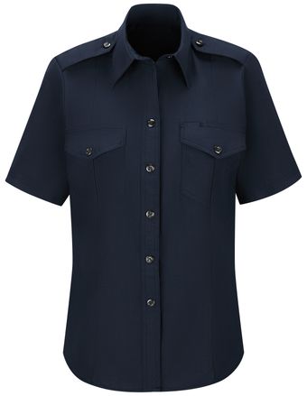Workrite FR Women's Chief Shirt FSC7, Classic Short Sleeve Midnight Navy Front