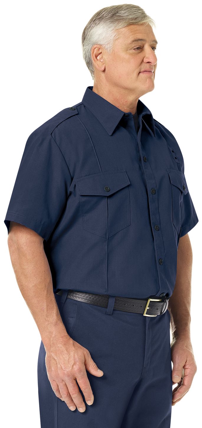Workrite FR Fire Chief Shirt FSC2 Classic Short Sleeve Navy Example Right
