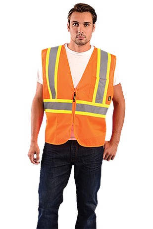 Occunomix ECO-IM2TZ Mesh Two-Tone Vest With Zipper Example Orange