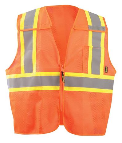 Occunomix ECO-IMB2TX Break-Away Two-Tone X-Back Mesh Vest Front Orange