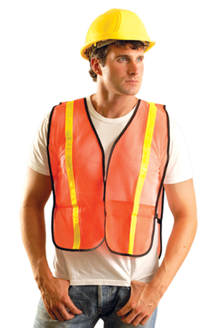 Occunomix LUX-XGTM Hi-Viz Mesh Gloss Vest Orange Front Example