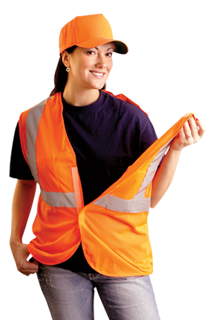Occunomix LUX-SSGCB-O Mesh 5-Point Break-Away Vest, Hi-Viz Orange