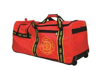 OK-1 Fire Fighter Gear Bag 6565001 - Red with Wheels and Shoulder Strap