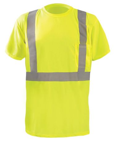 Occunomix LUX-SSTP2BX Short Sleeve Wicking Birdseye X-Back T-Shirt w/Pocket Yellow Front