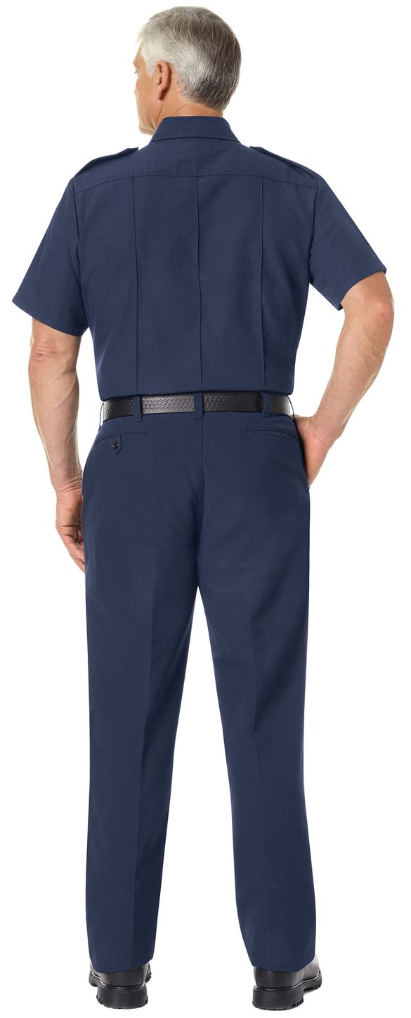 Workrite FR Shirt FSC6, Fire Chief, Classic Short Sleeve Navy Example Back