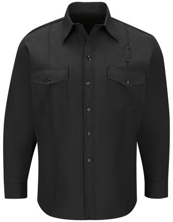 Workrite FR Firefighter Shirt FSF4, Classic Long Sleeve, Western Black Front