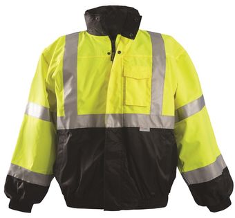 Occunomix Bomber Rain Jacket LUX-TJBJ-B - Black Bottom, High Visibility Front