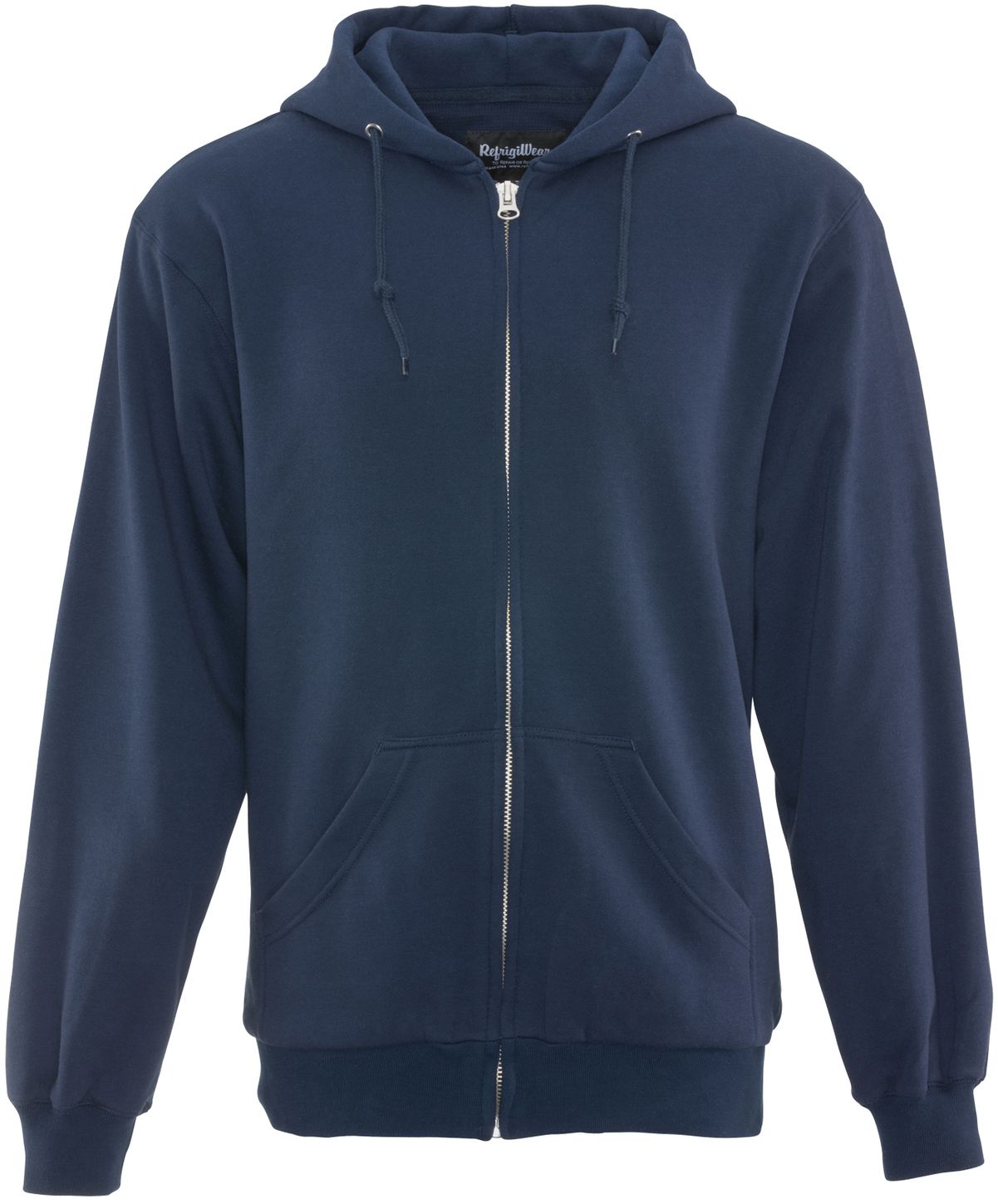 RefrigiWear 0487 Thermal Zipper Work Sweatshirt - With Hood, 2 Layer Navy Front