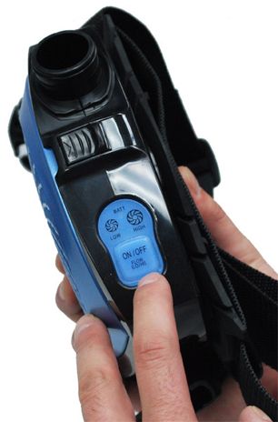 Detailed View of On/Off Switch on Chicago Protective RF-Kit Fan Blower for Arc Flash Suit