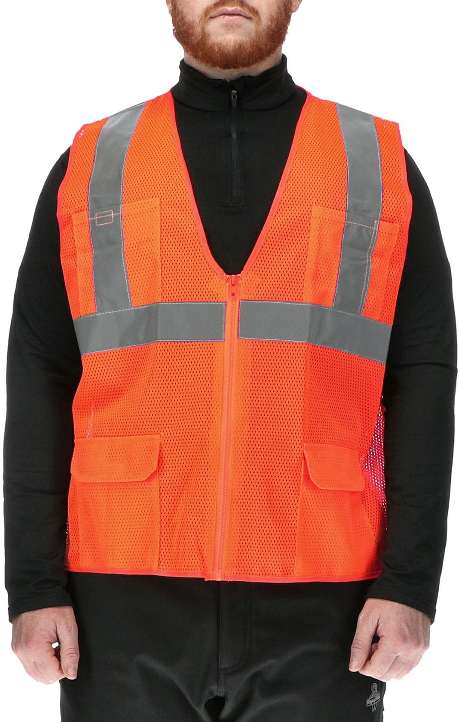 RefrigiWear 0198 Zipper Mesh Safety Vest Orange Example