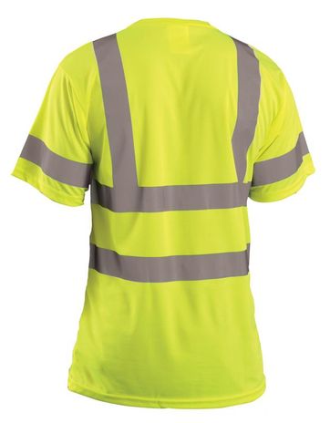 Occunomix LUX-SSETP3B Short Sleeve Dual Stripe Wicking Birdseye T-shirt, Class 3 Yellow Back