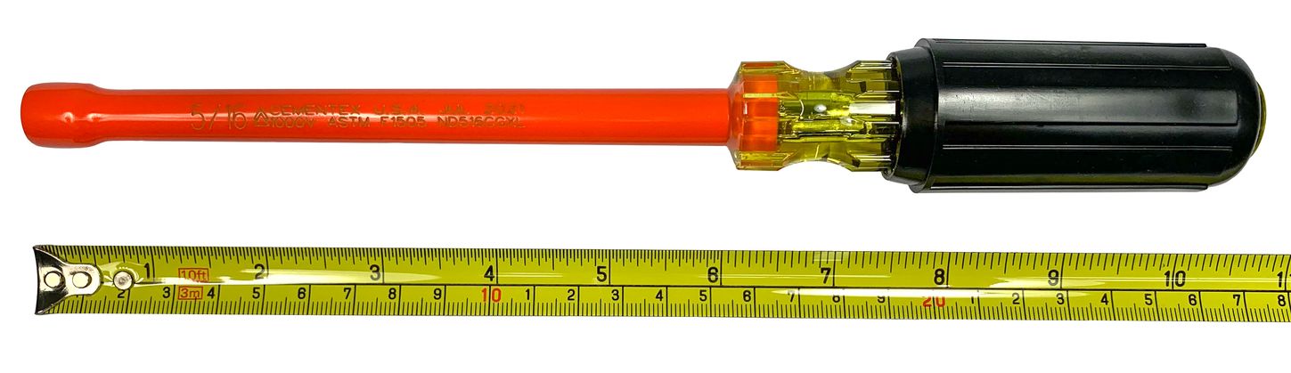 Cementex ND516XLCG Insulated Nut Driver 6-inch Shank Cushion Grip Size