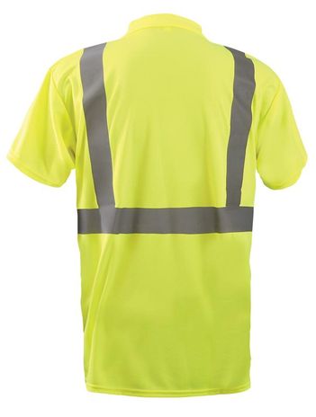 Occunomix LUX-SSPP2B Short Sleeve Wicking Birdseye Polo Shirt w/Pocket Back Yellow