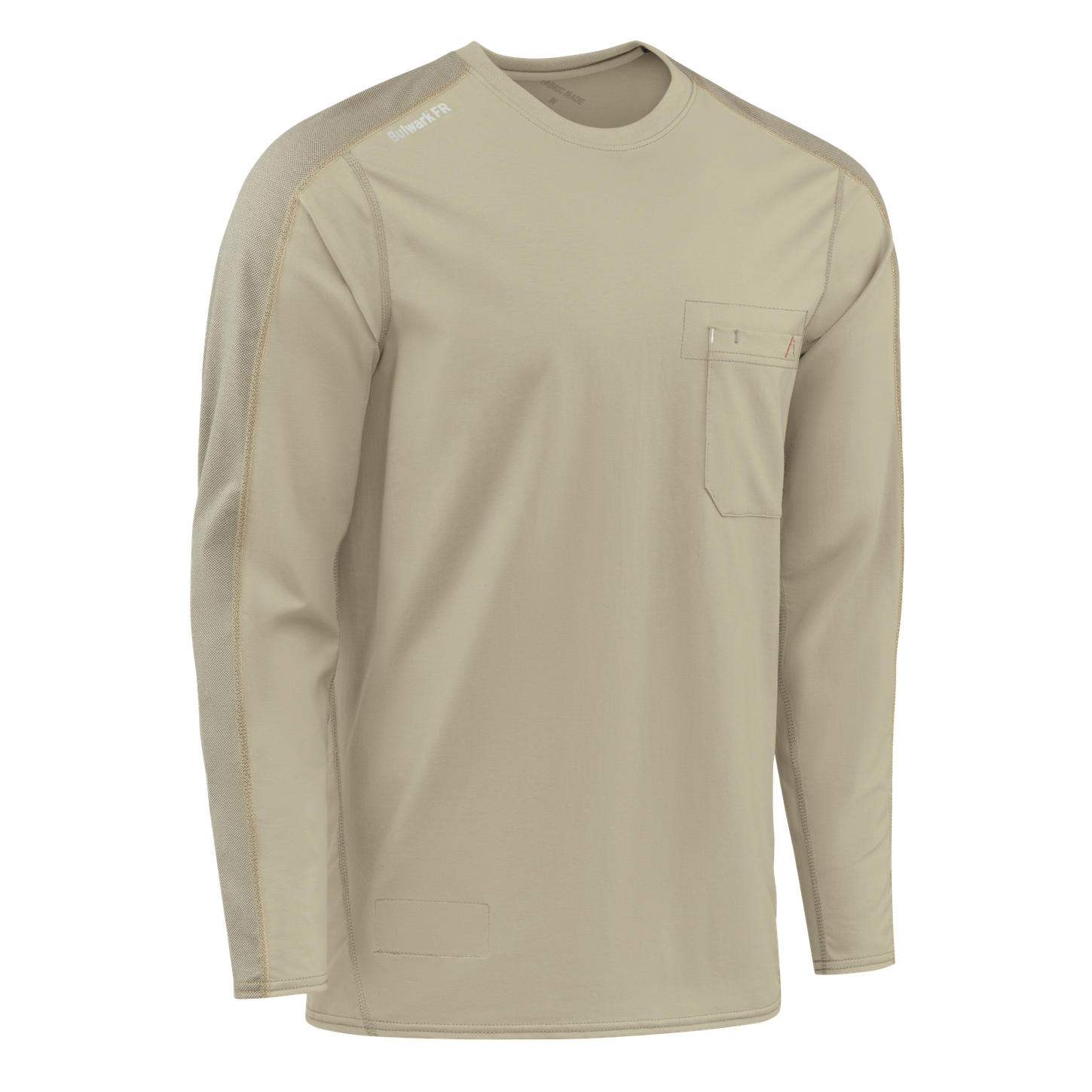 Bulwark-fr-stt2-mens-flex-knit-tee-khaki-side