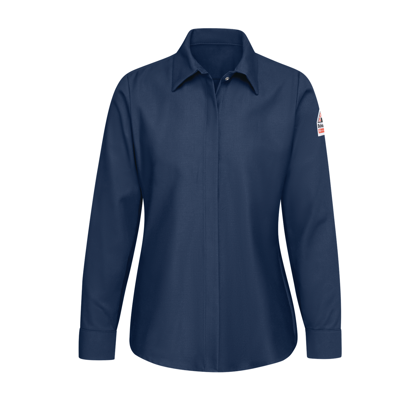 Bulwark-fr-sls3-womens-pocketless-work-shirt-navy-front