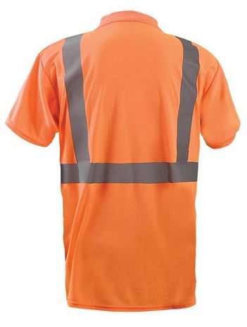 Occunomix LUX-SSPP2B Short Sleeve Wicking Birdseye Polo Shirt w/Pocket Back Orange