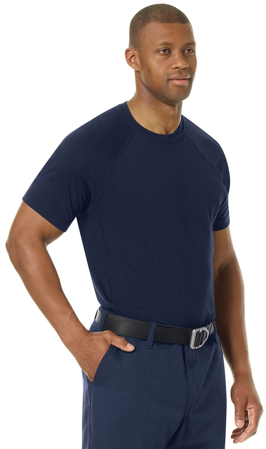 Workrite FR Station Wear Tee FT36, Base Layer, Athletic Style Navy Example Right