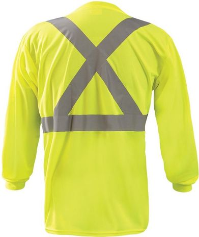 Occunomix LUX-LST2BX Long Sleeve Wicking Birdseye X-Back T-Shirt Yellow Back