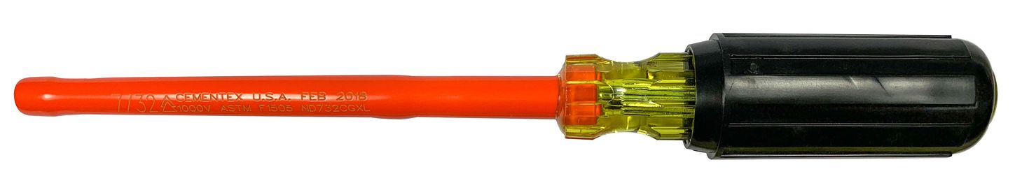 Cementex ND732XLCG Insulated Nut Driver 6-inch Shank Cushion Grip